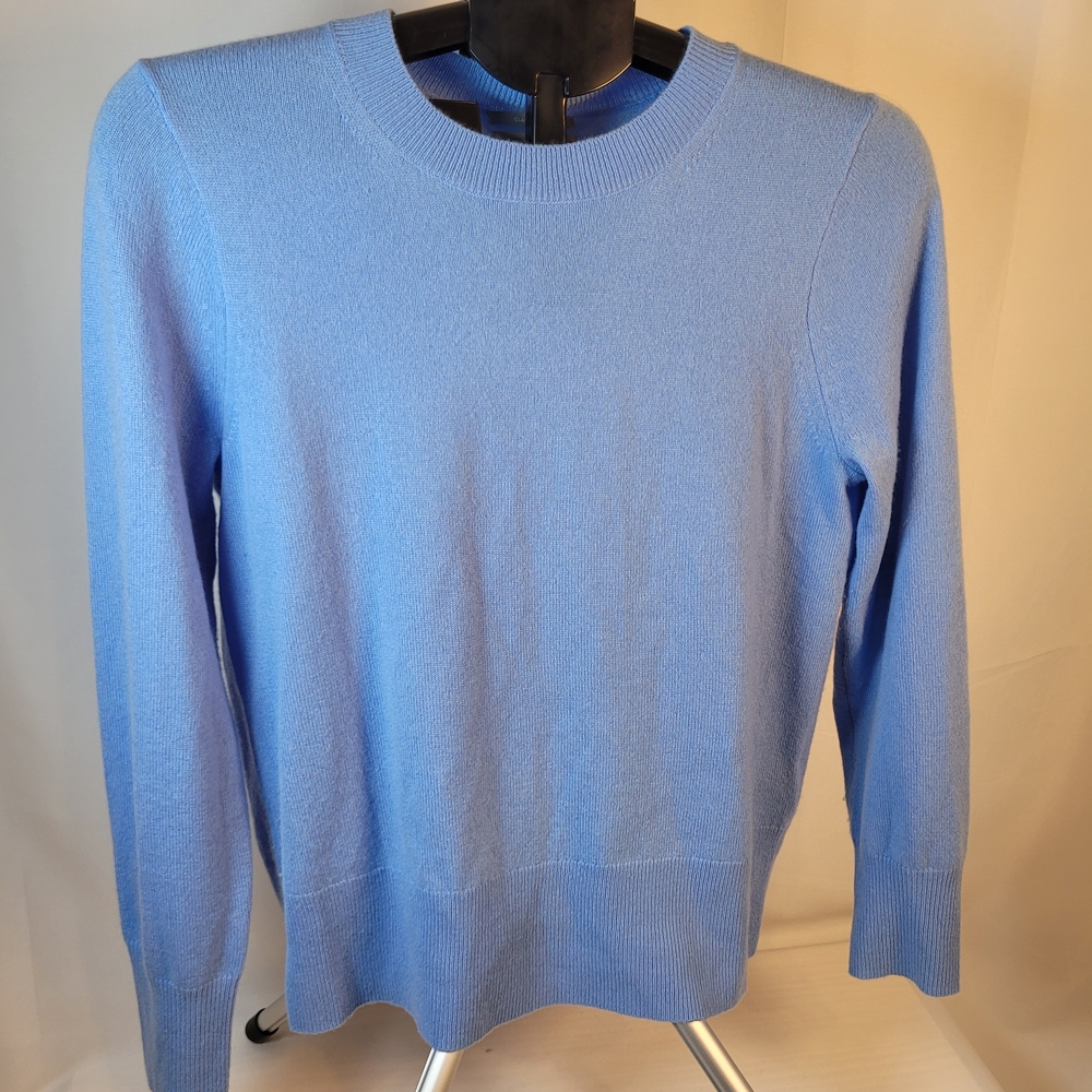 J. Crew Womens Blue Crew Neck Pullover With Long Sleeves Sz S 100% Cashmere